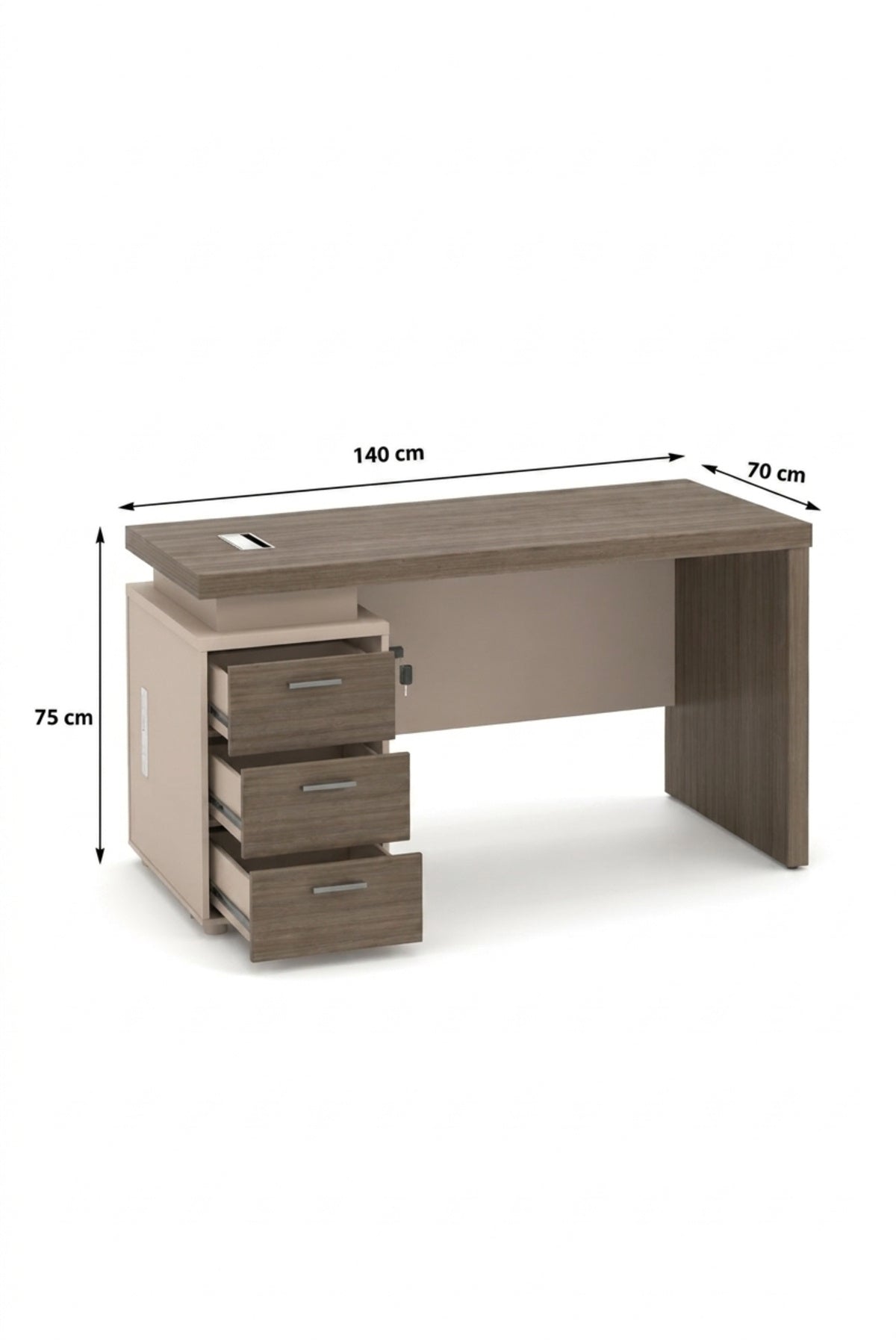 Modern Office Desk with 3 Drawer Mobile Pedestal √ê Executive Computer Workstation Table