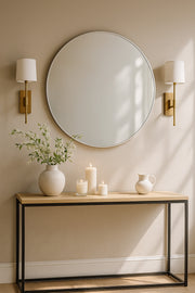 Round Wall Mirror with Silver Frame Ð 80 cm Modern Decorative Mirror for Living Room & Bedroom