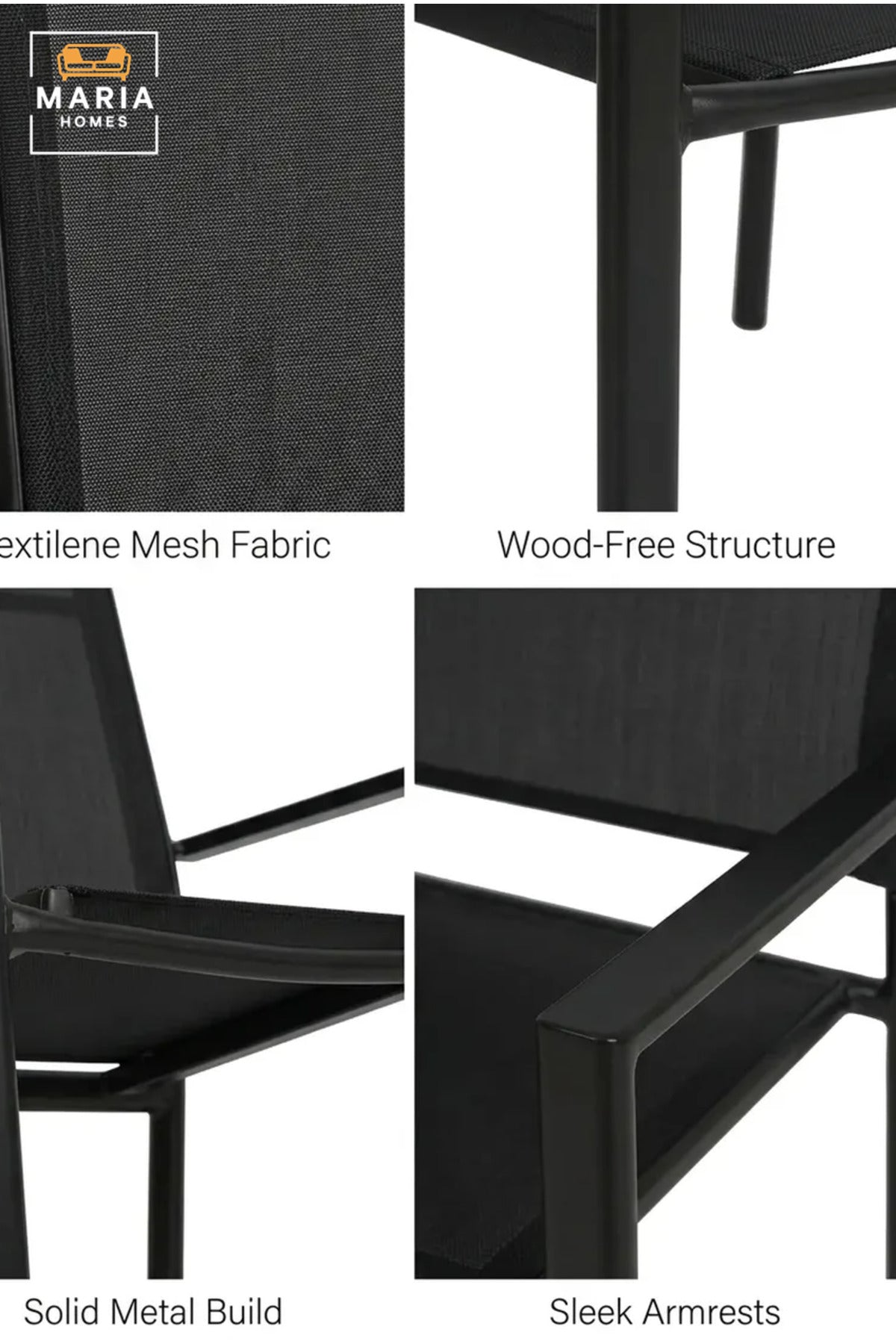 Modern Outdoor Dining Chair with Breathable Mesh Seat and Backrest, Stackable Armchair for Garden, Patio, Balcony, Terrace, Café and Restaurant