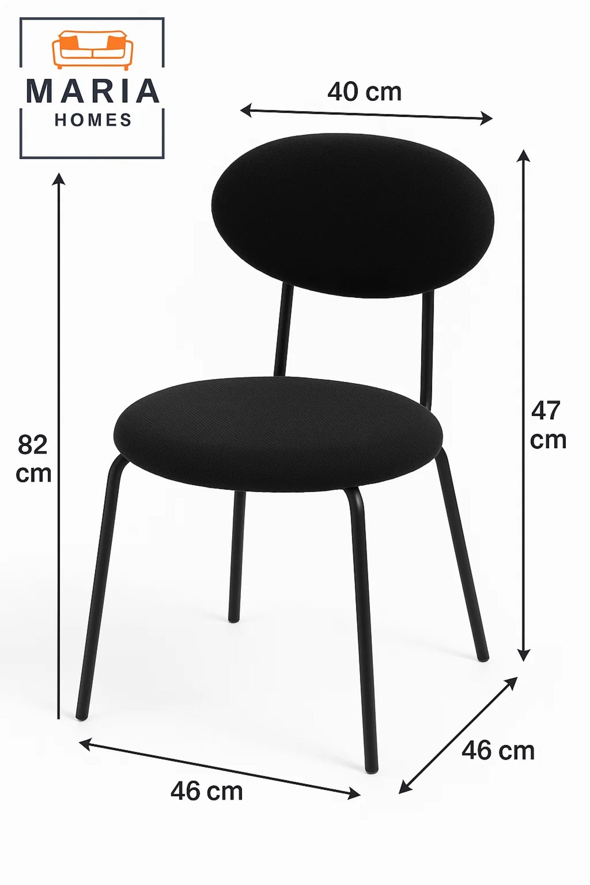 Contemporary Black Fabric Accent Chair with Round Seat Ð Modern Minimalist Design