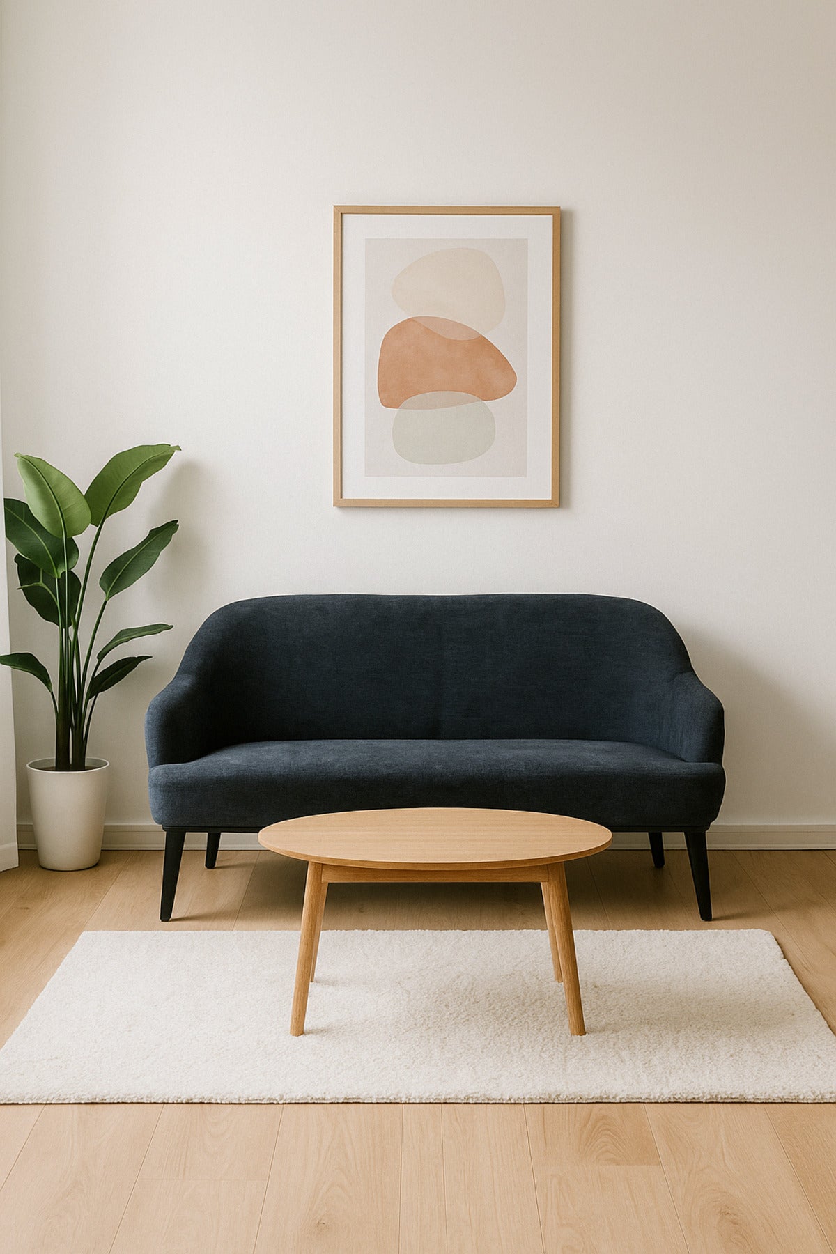 Modern Blue Two-Seater Sofa Ð Elegant Fabric Couch with Minimalist Design & Tapered Legs