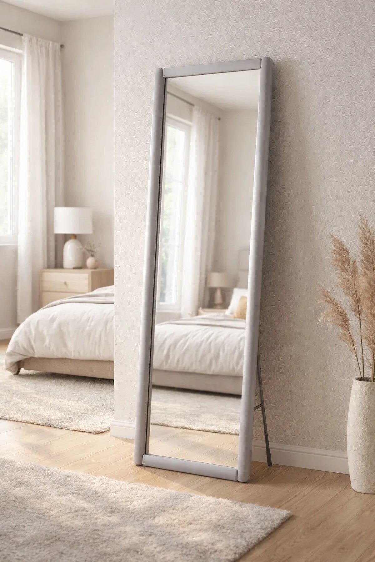 Grey Full Length Standing Mirror 80x180cm Modern Floor grey full length