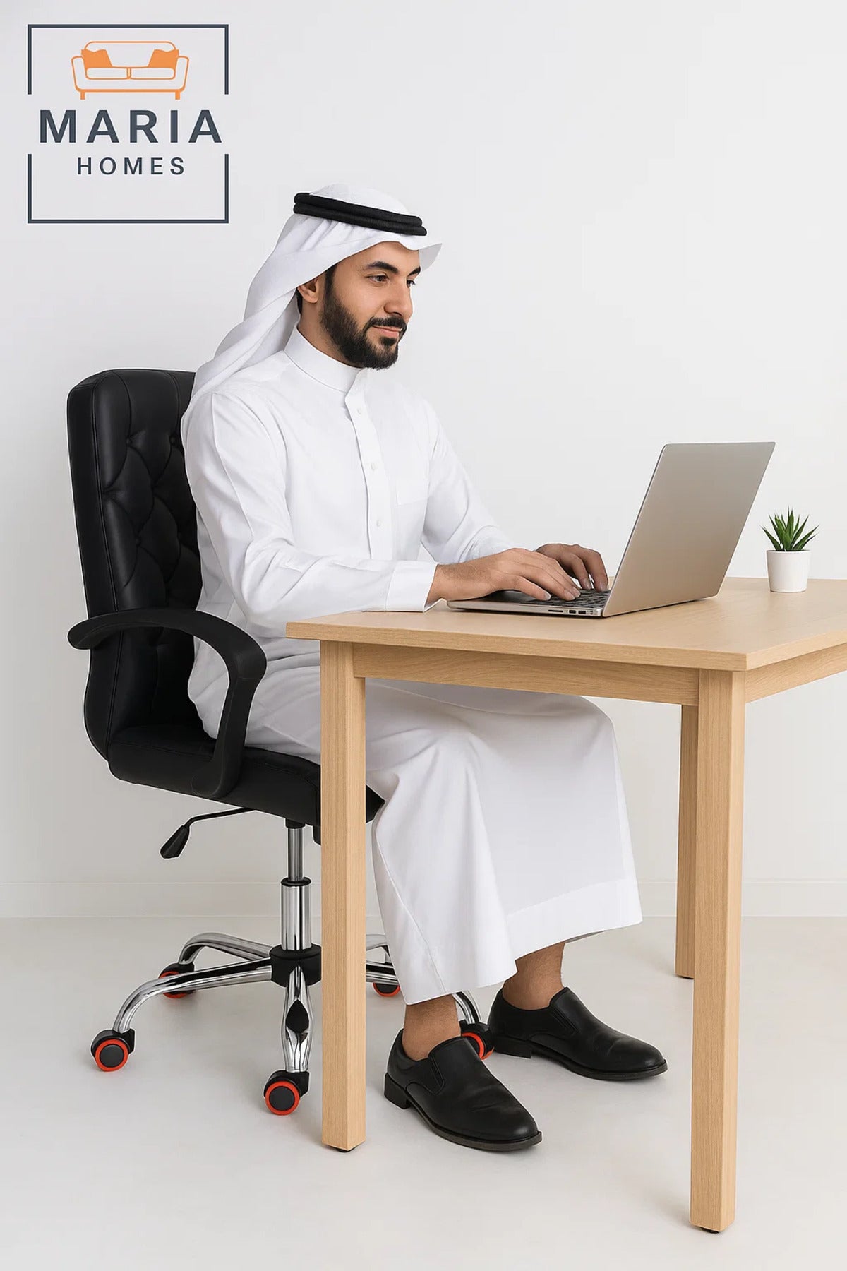 Ergonomic Black Office Chair with Padded Backrest and Wheels for Home and Office Comfort