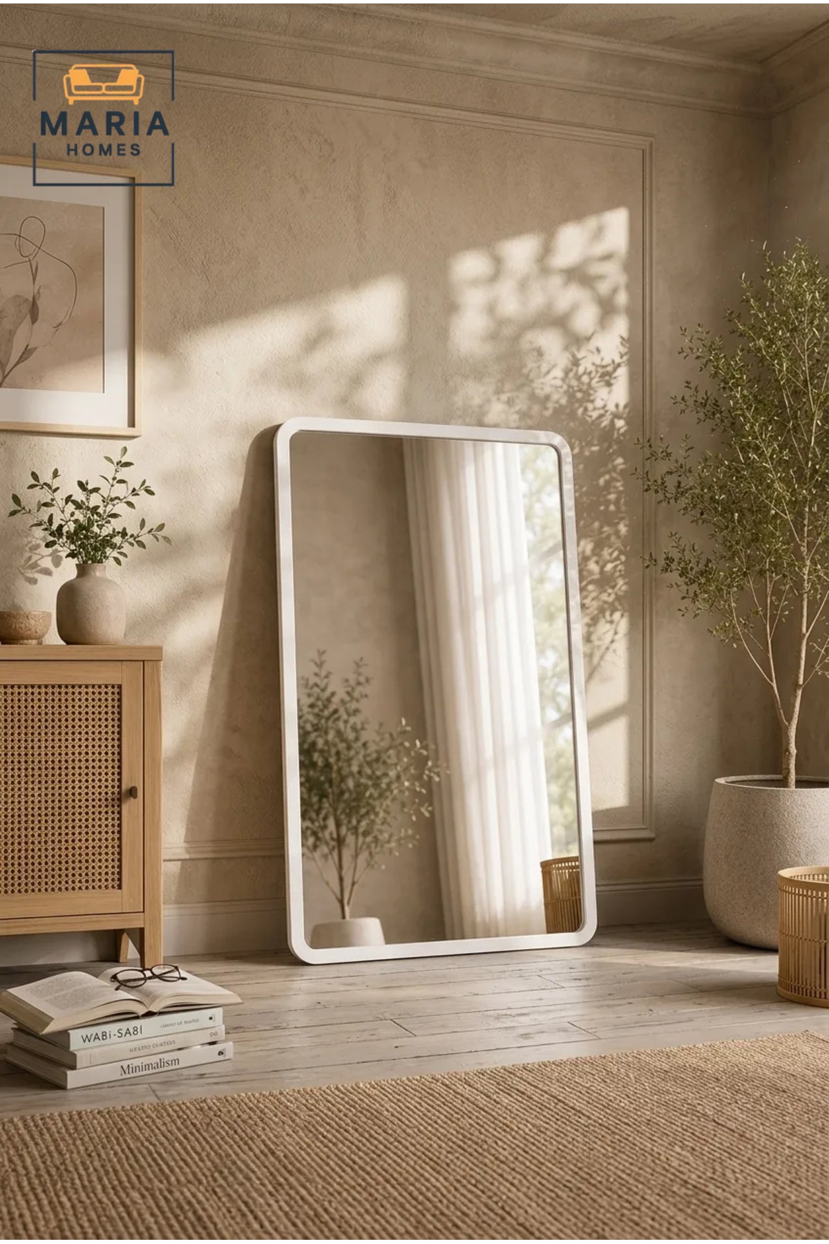 Modern Rounded Rectangle Wall Mirror √ê Decorative Vanity Mirror for Bathroom, Bedroom & Entryway