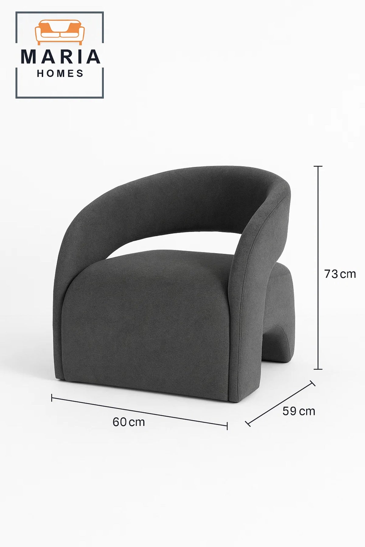 Contemporary Curved Armchair in Dark Gray Fabric Ð Modern Lounge Accent Chair