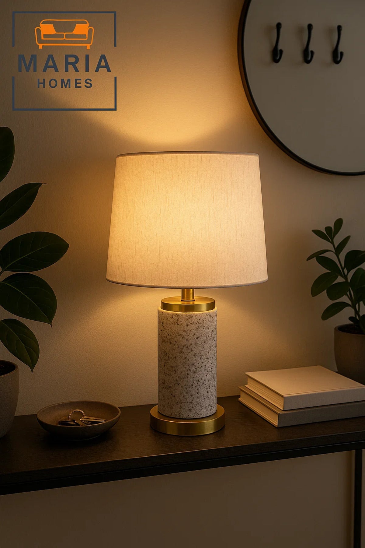Granite-Textured Table Lamp with Gold Accents