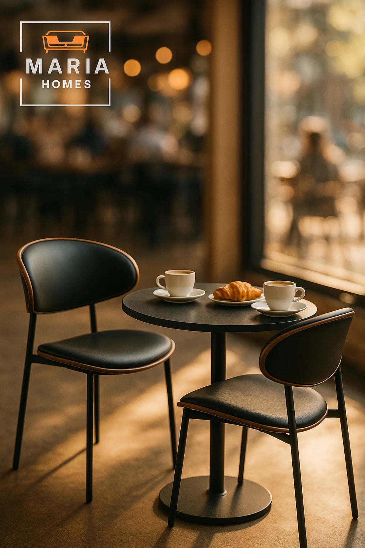 Modern Black Dining Chair with Metal Legs