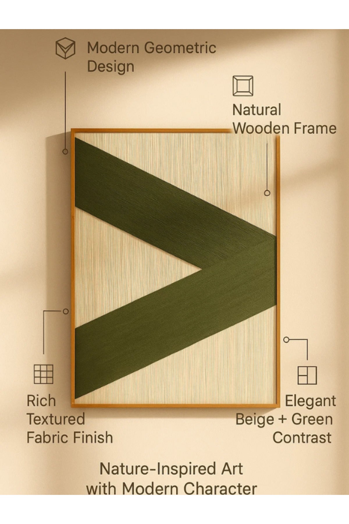 Modern Abstract Wall Art Ð 120_80 cm Beige and Green Geometric Framed Canvas