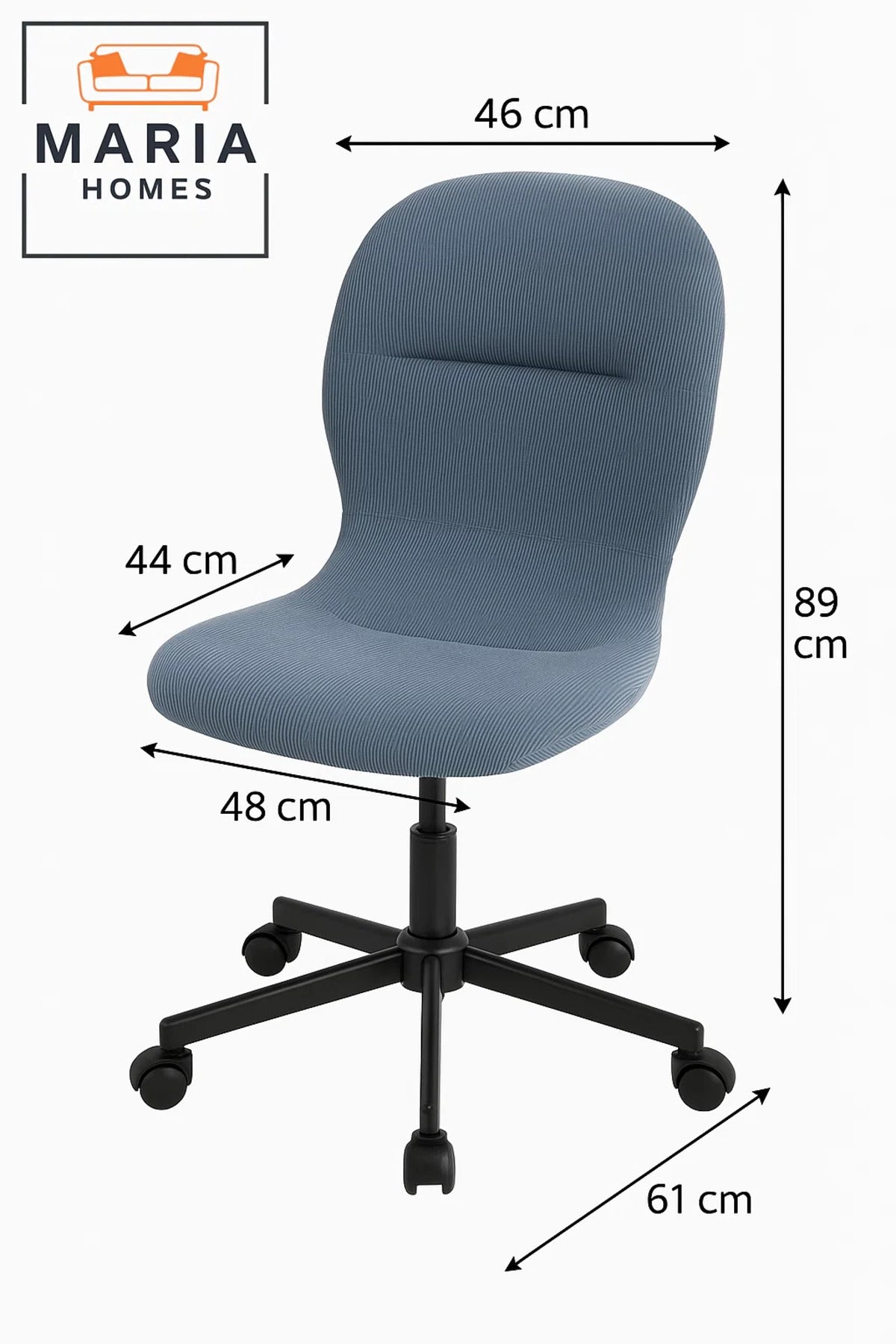 Ergonomic Blue Fabric Swivel Office Chair with Wheels Ð Comfortable Desk Chair for Work & Study