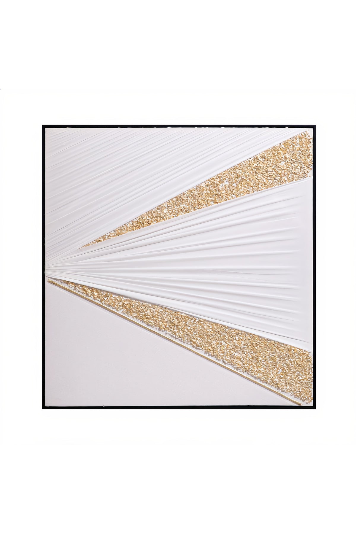 White and Gold Abstract Folded Wall Art Modern Luxury Textured Decor for Living Room 100*100CM