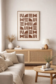 Abstract Geometric Wall Art with Wooden Frame 93 x 63 cm