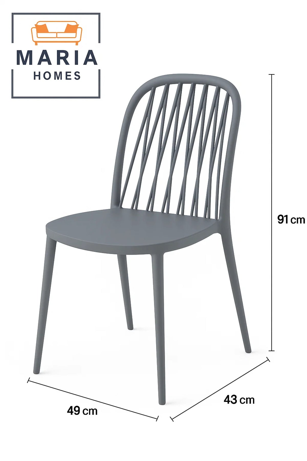 Grey Plastic Dining Chair with Spindle Back Ð Minimalist & Durable Design