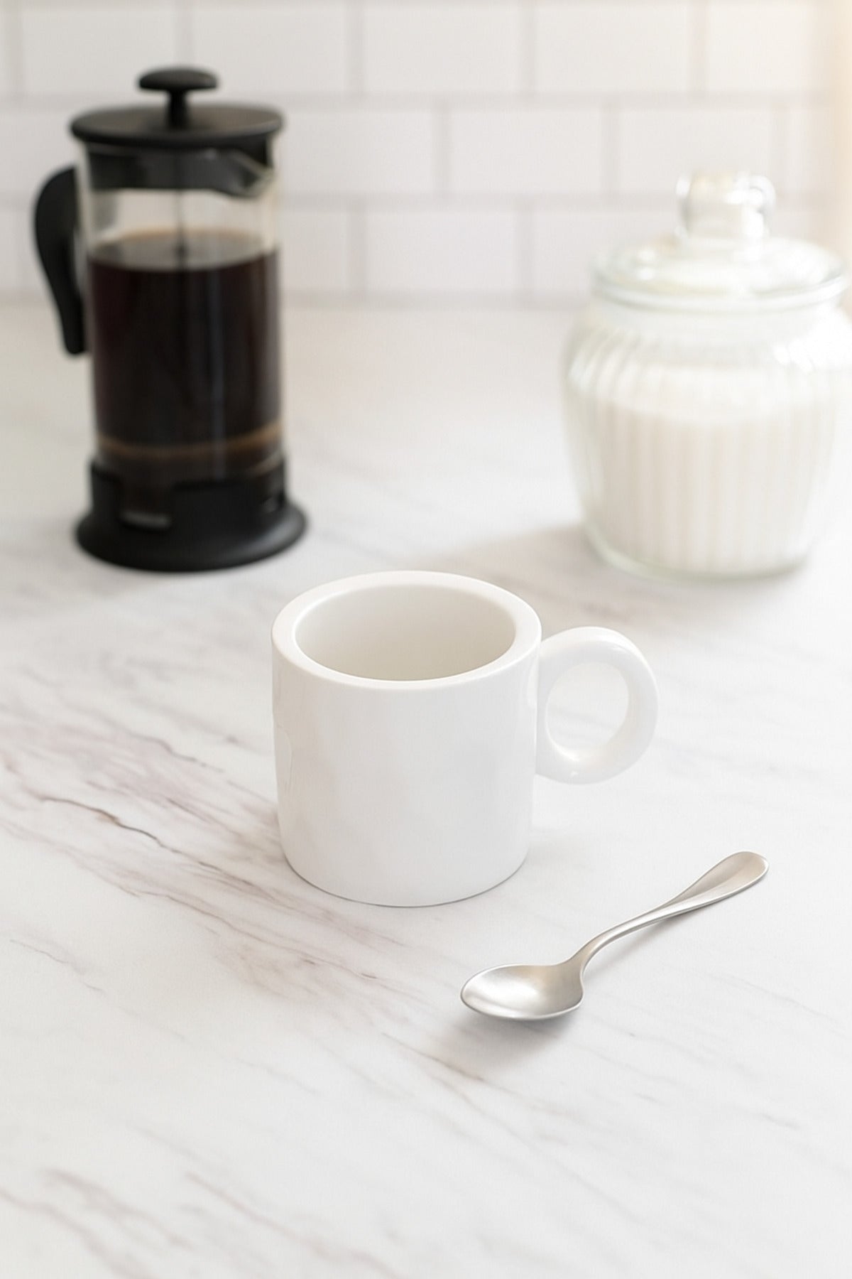 White Ceramic Mug Ð Textured Modern Coffee and Tea Cup