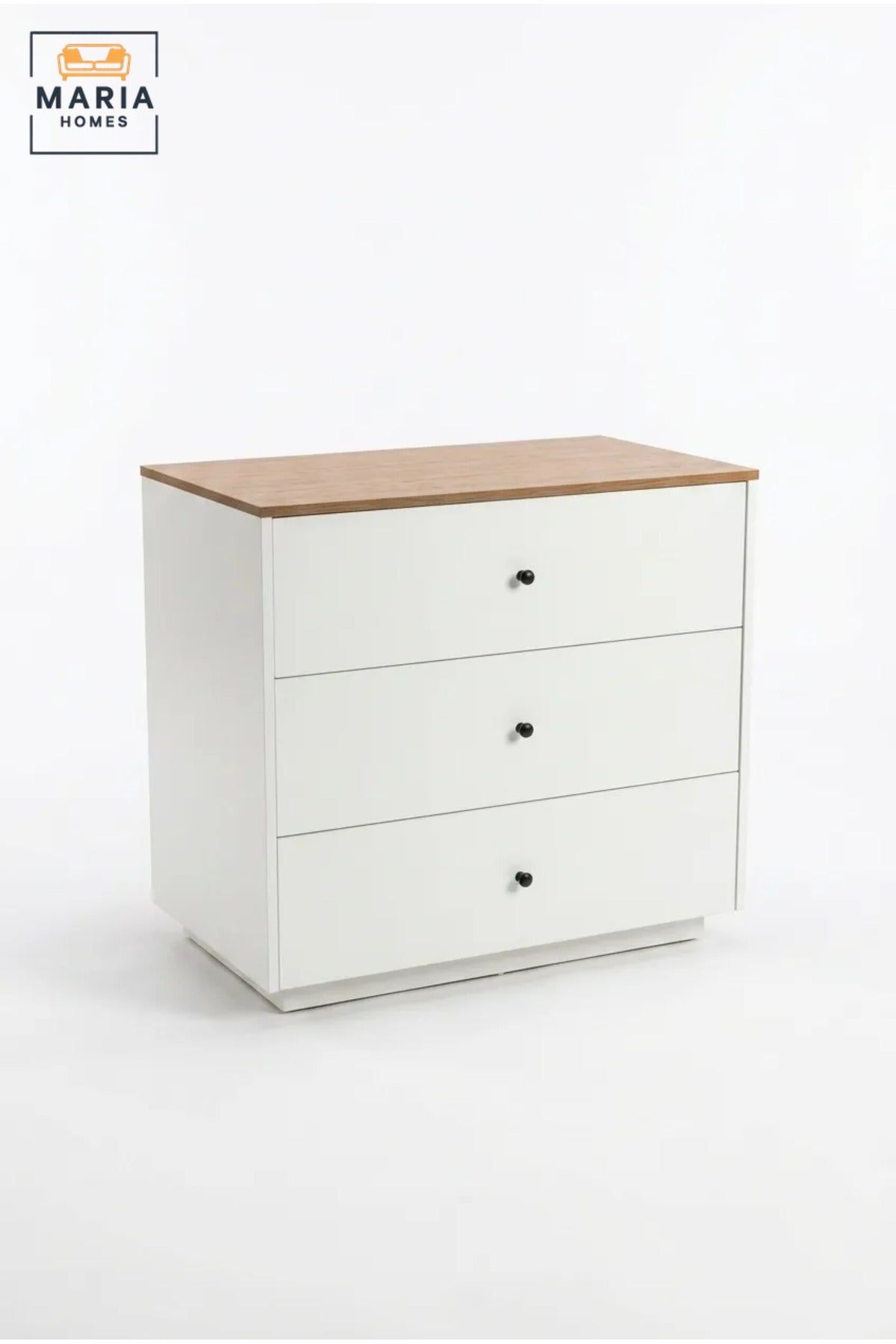 Modern 3-Drawer Chest with Wooden Top and Compact Storage Design, Freestanding Dresser Cabinet for Bedroom, Living Room, Hallway and Office