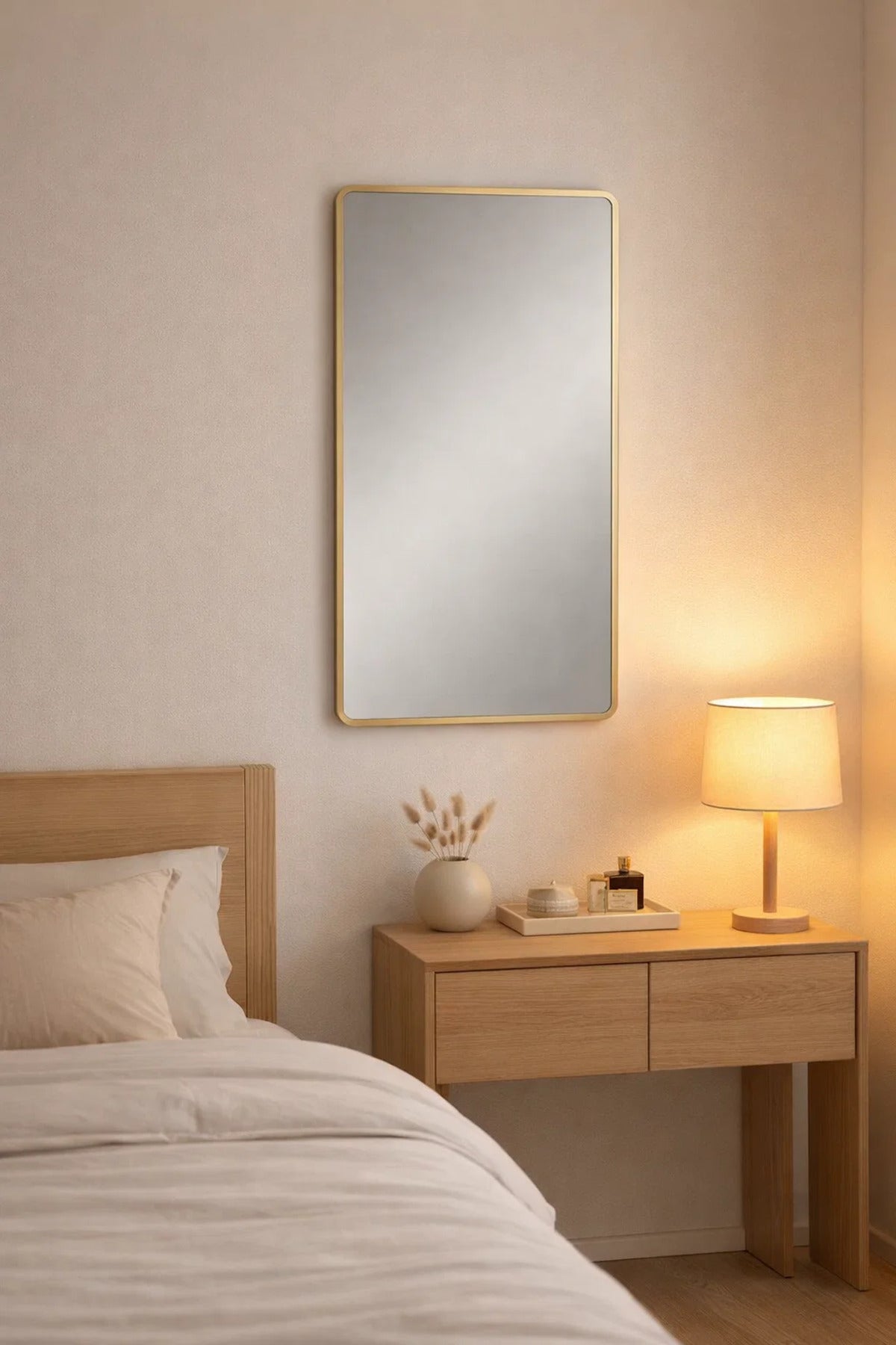Gold Rectangular Wall Mirror for Bedroom, Bathroom, Dressing & Home D≈Ωcor