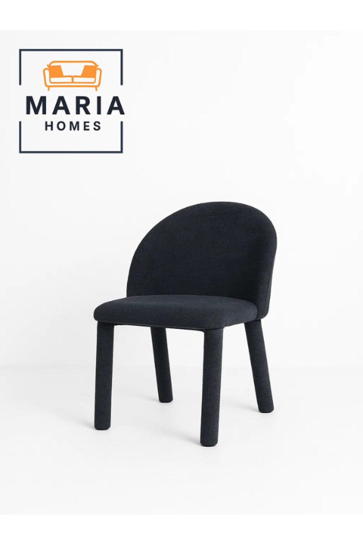 Dark Blue Upholstered Dining Chair Ð Modern Fabric Seat with Full Padded Legs