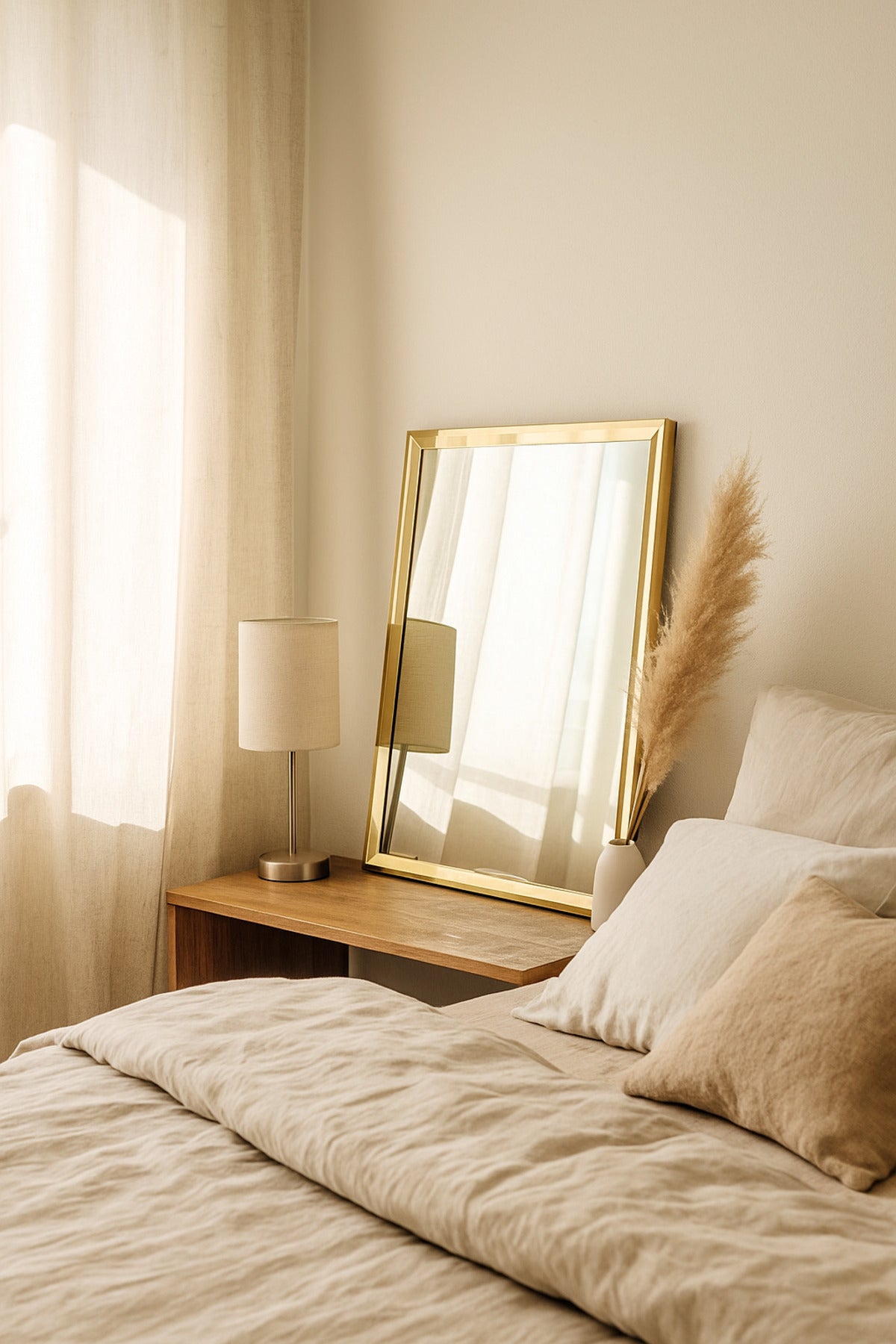 Rectangular Wall Mirror with Gold Frame Ð 80_60 cm Elegant Modern Decorative Mirror