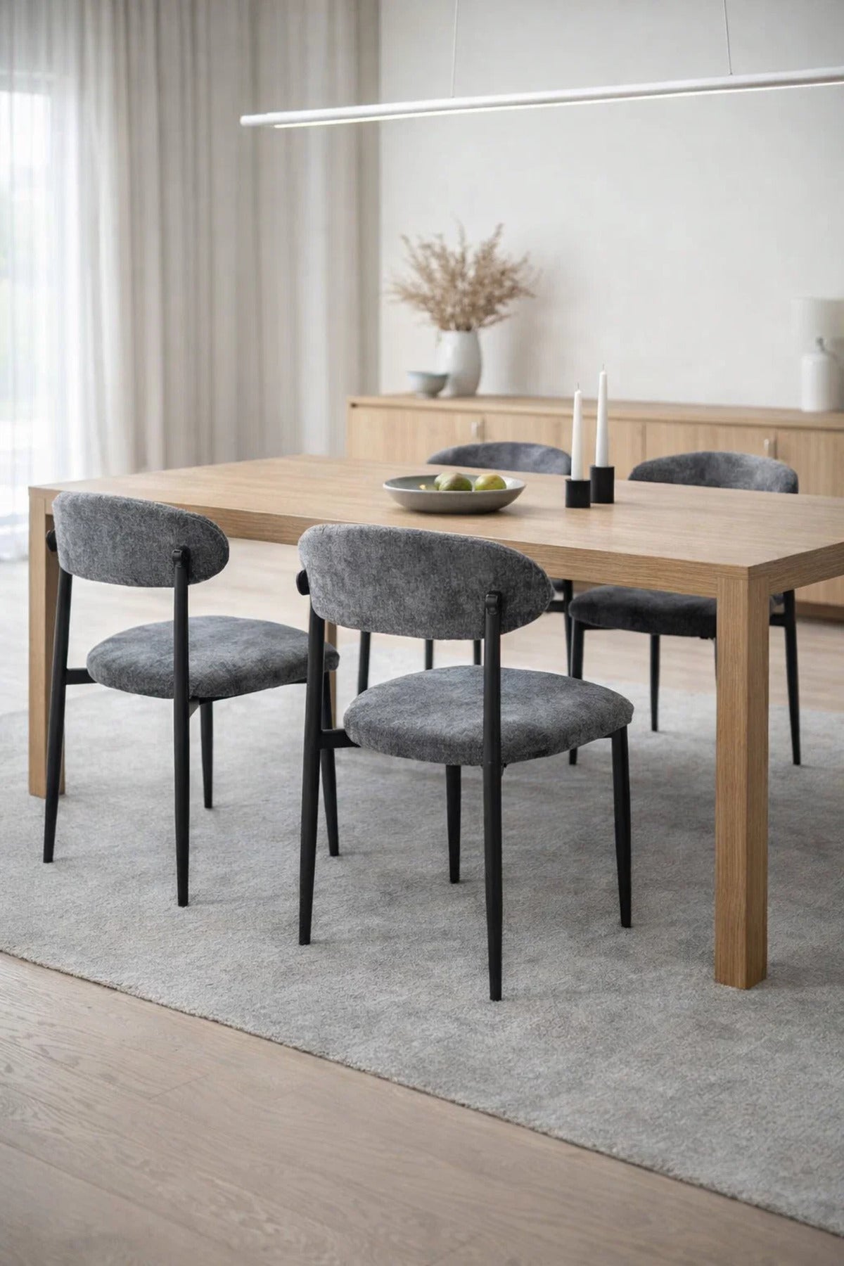 Dark Grey Velvet Chair with Black Metal Legs, 79x47x48 CM dark grey velvet Kitchen