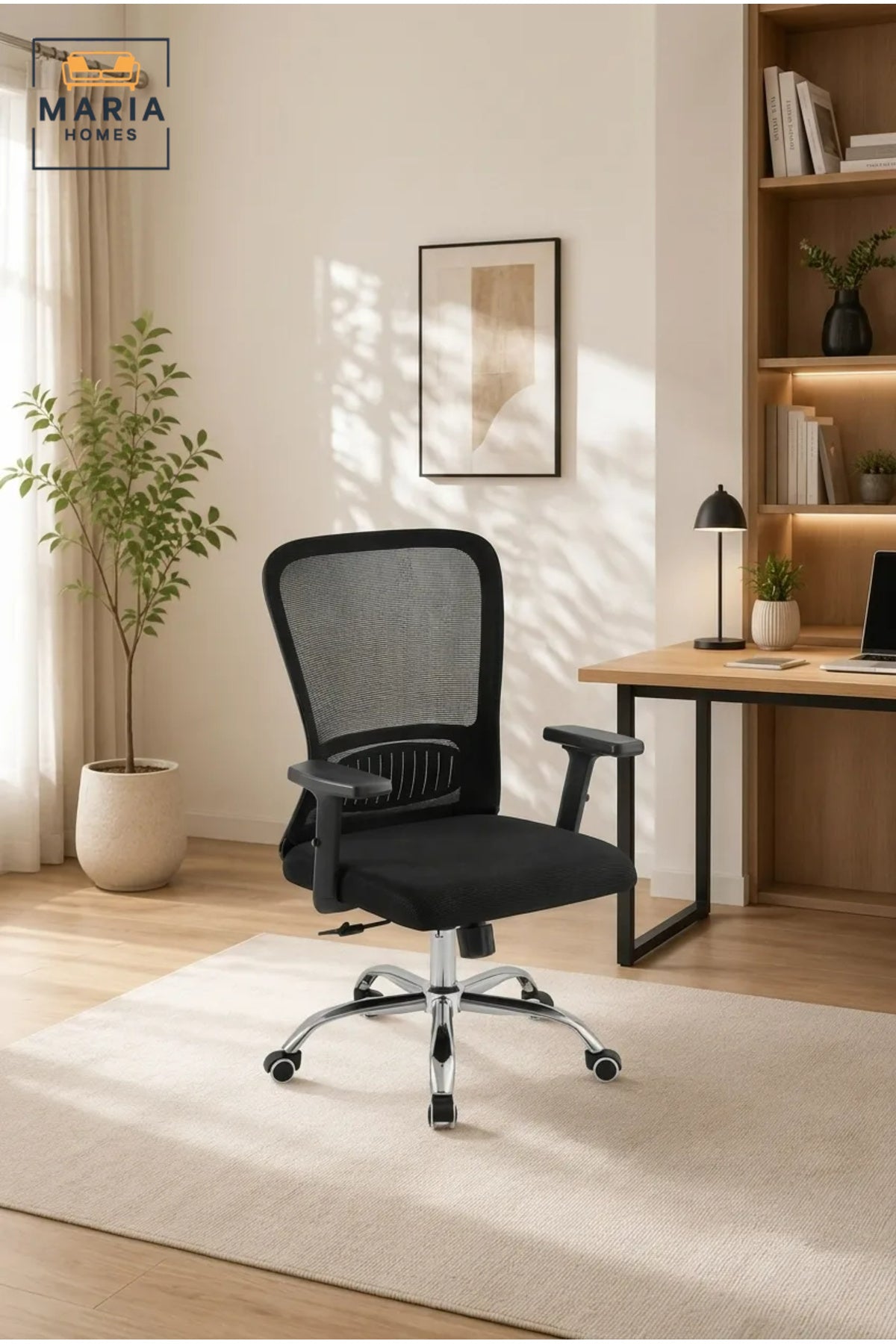 Ergonomic Mesh Office Chair with Adjustable Armrests, Lumbar Support and Chrome Base