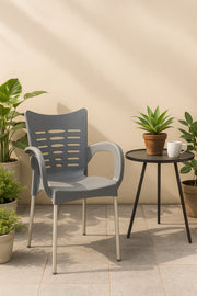 Modern Gray Plastic Outdoor Armchair for Garden, Patio & Balcony Stylish Comfortable Design Chair