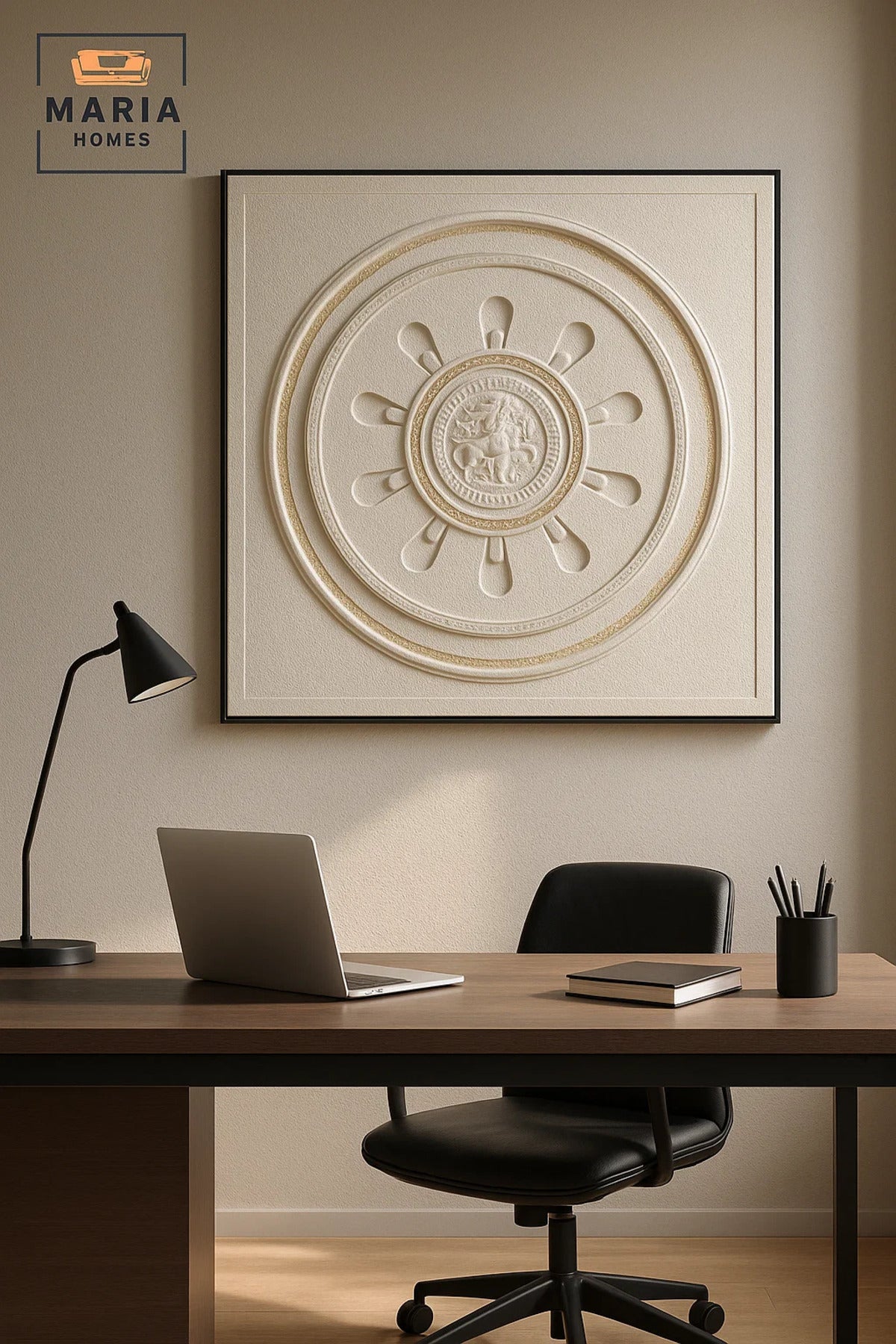 Luxury 3D Wall Art 100_100 | Cream Circular Abstract Panel | Modern Home DŽcor