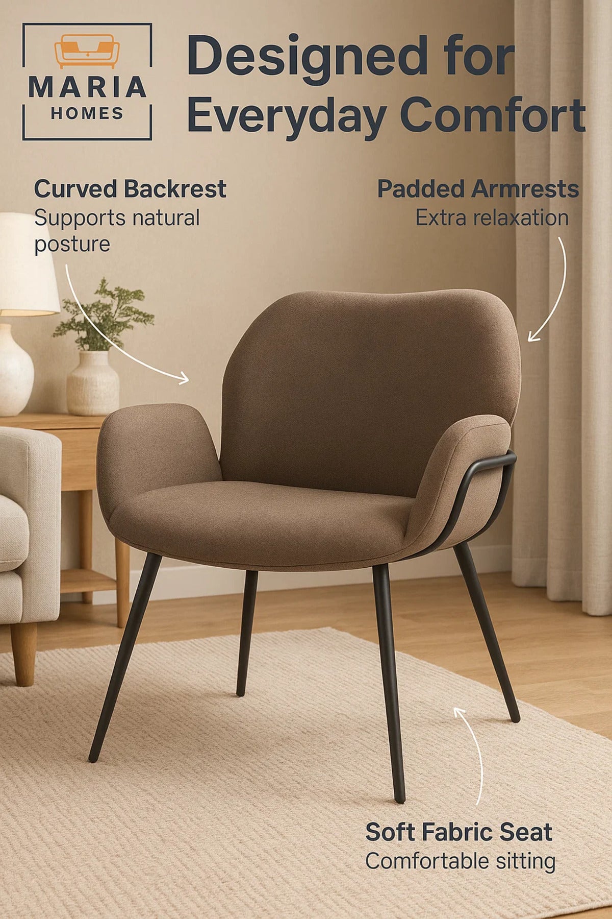 Modern Armchair with Upholstered Seat