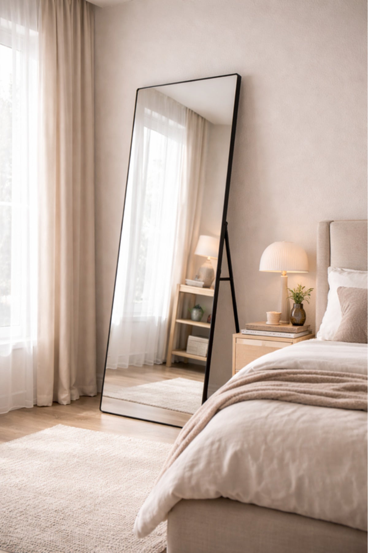 Black Full Length Standing Mirror 70x180cm Modern Floor black full length