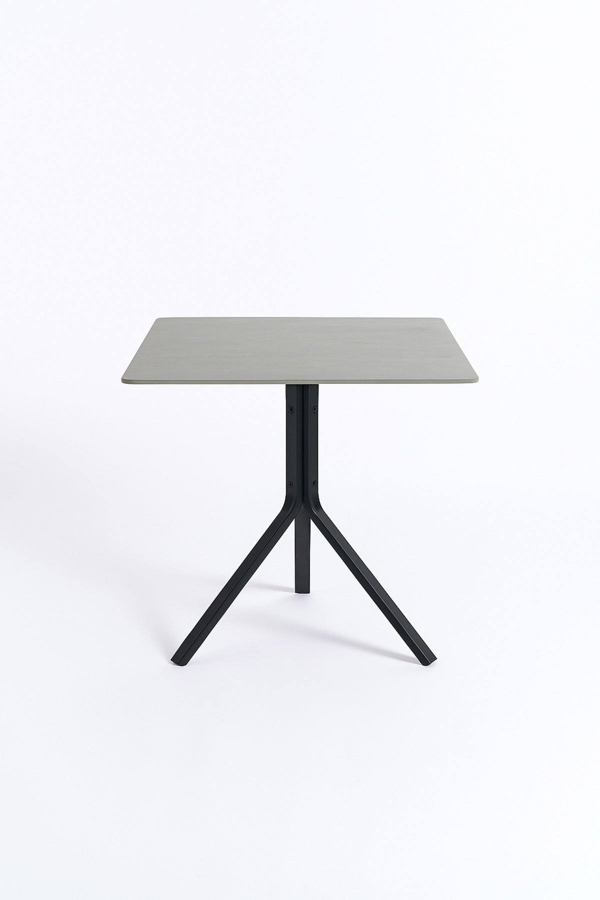 Square CafŽ Table Ð 70_70 cm Gray Top with Black Metal Legs for Indoor & Outdoor Use