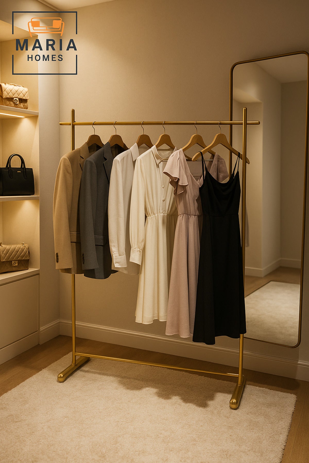 Gold Clothing Rack 178_138 cm Ð Modern Metal Garment Hanger Stand for Clothes & Dresses