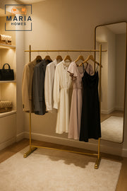 Gold Clothing Rack 178_138 cm Ð Modern Metal Garment Hanger Stand for Clothes & Dresses