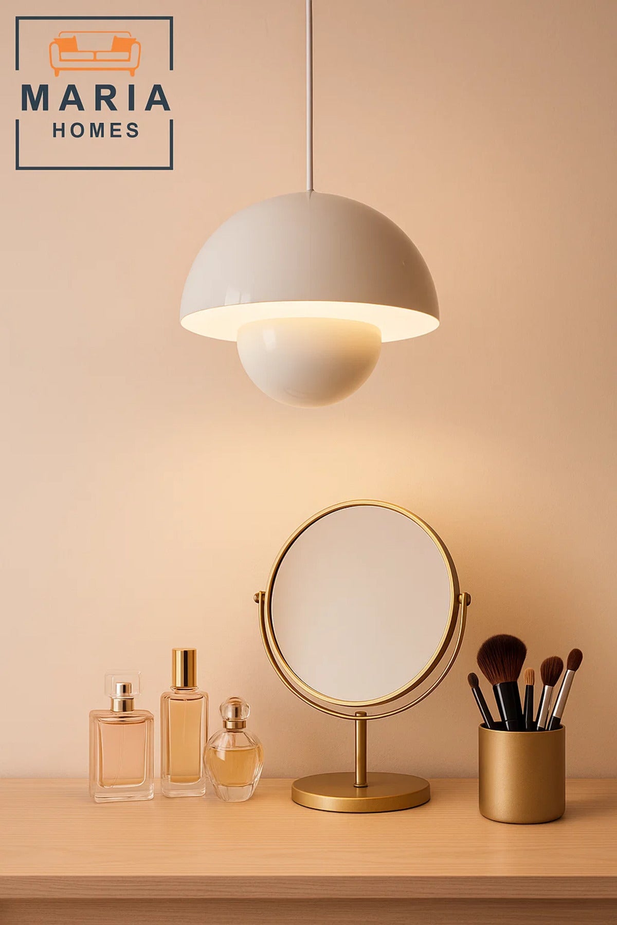 Glossy White Dome Pendant Light