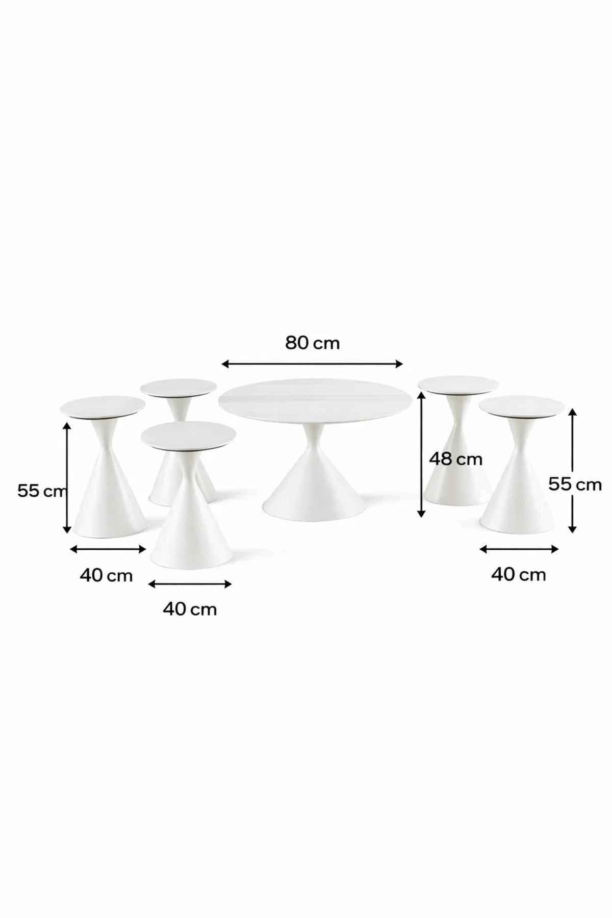 Elegant 7-Piece Round Center Table Set with 6 Nesting Side Tables for Modern Living Spaces