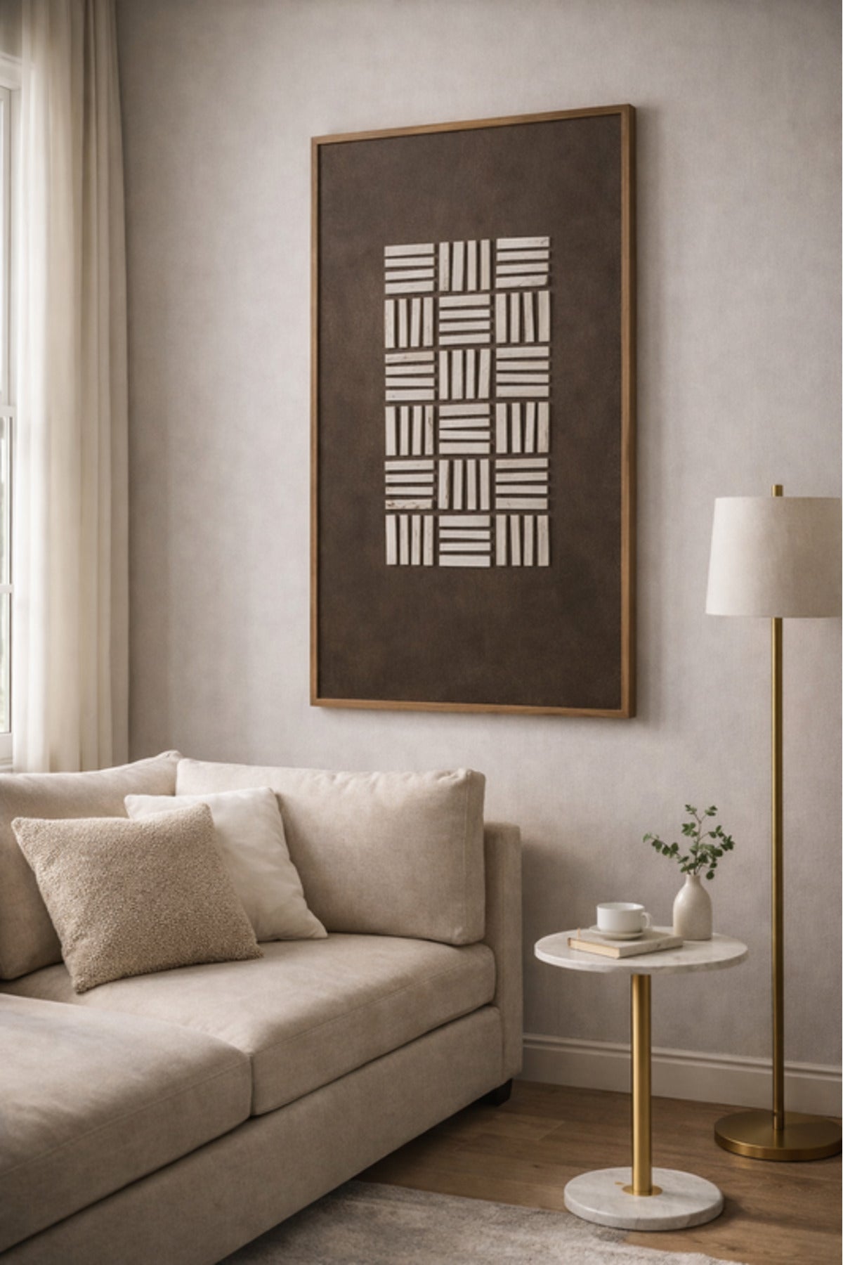 Abstract Natural Wood Wall Art with Wooden Frame Modern Decorative Panel abstract