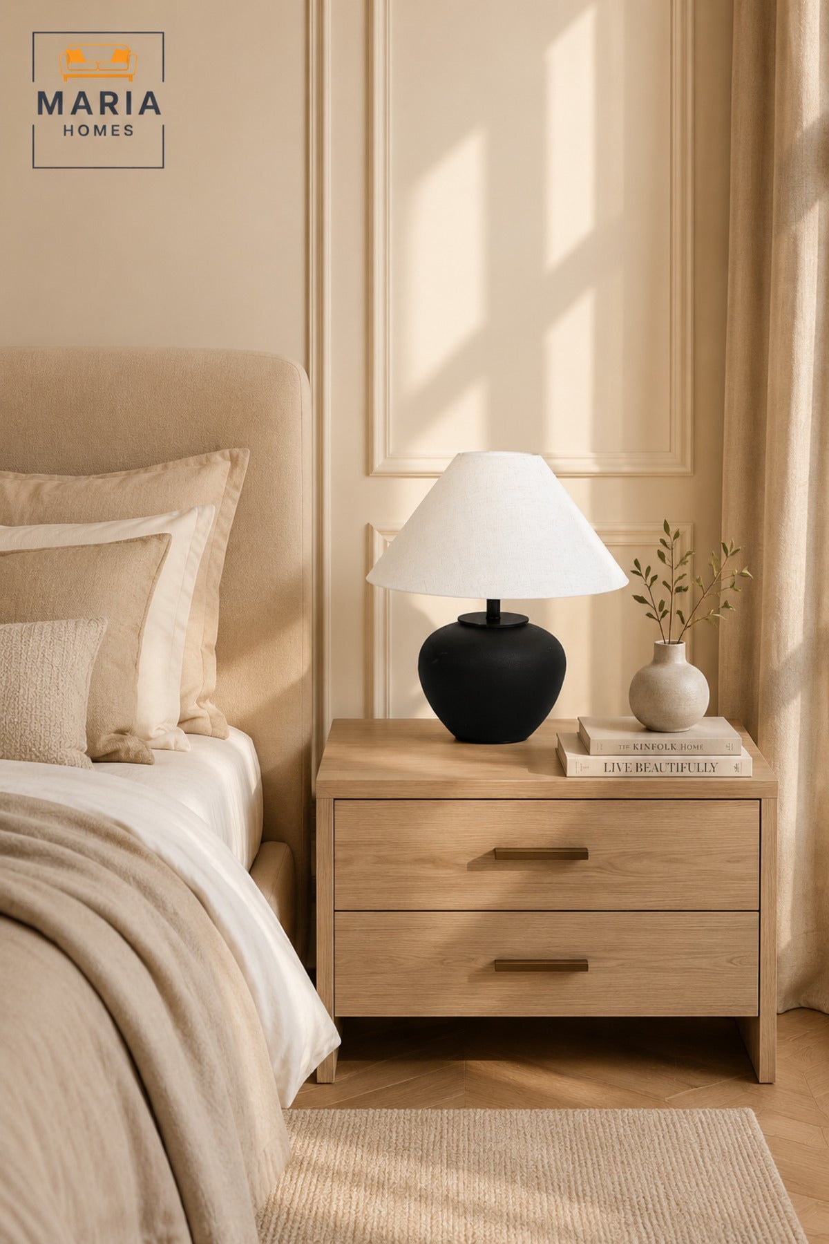 Black & White Modern Table Lamp √ê Minimalist Bedside Lamp for Bedroom, Living Room, Office & Home D≈Ωcor