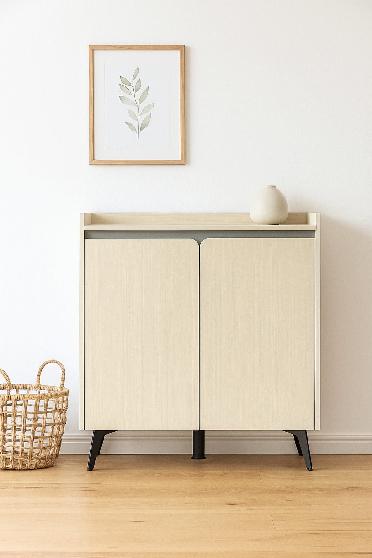 Modern Bouguer Storage Cabinet Ð 2-Door Wooden Sideboard with Metal Legs 80_32_95 cm