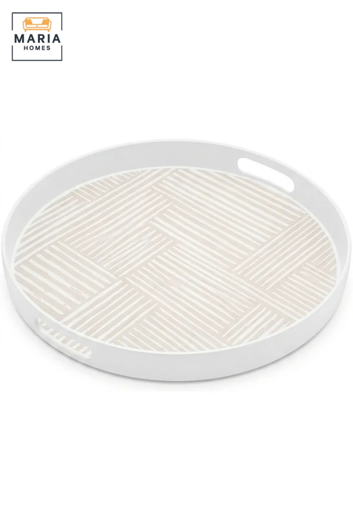 Round Serving Tray with Raised Rim and Textured Base, Multipurpose Drinks and Food Tray for Kitchen, Dining Table, Café, Patio and Garden