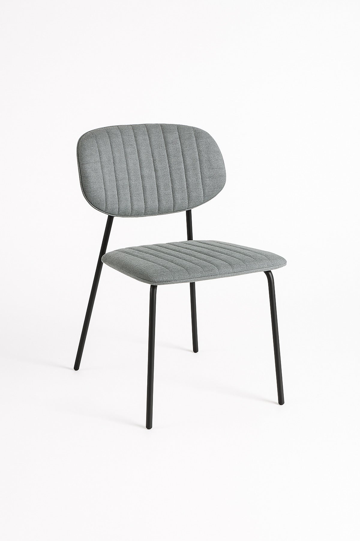 Light Blue Fabric Dining Chair Ð Modern Minimalist Chair with Black Metal Legs for Dining Room