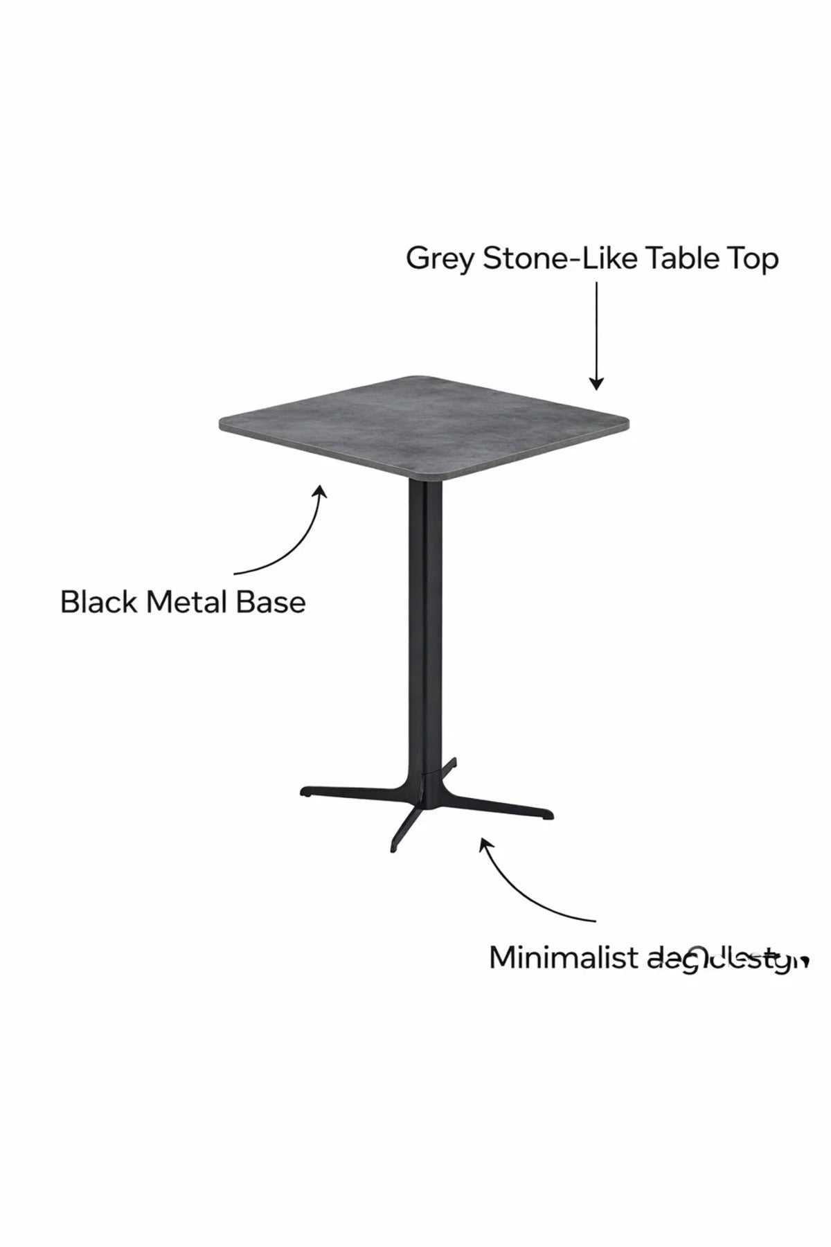 Modern Grey Coffee Table with Black Base, 60x60x75 CM modern grey coffee Dinner