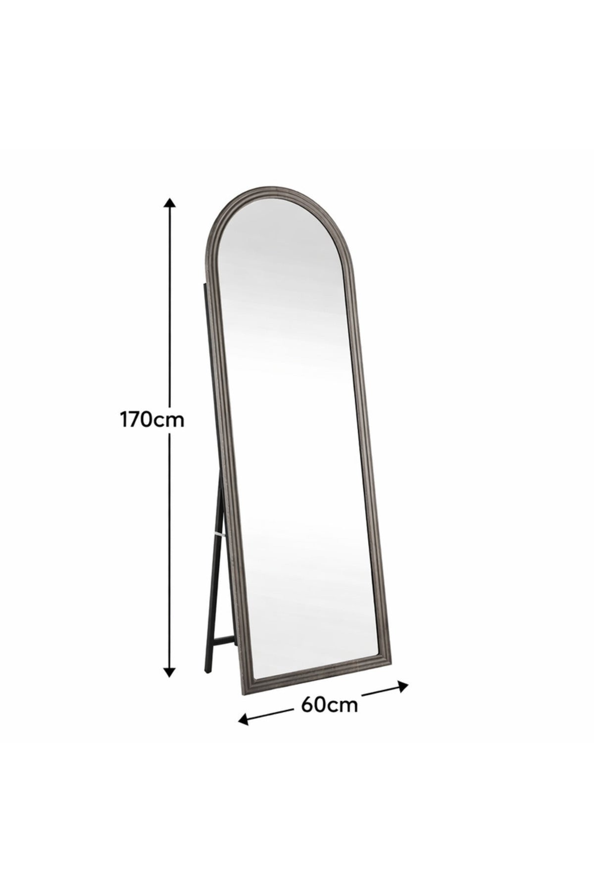 Grey Wooden Frame Arch Standing Mirror 170x60cm Full Length Floor grey wooden frame