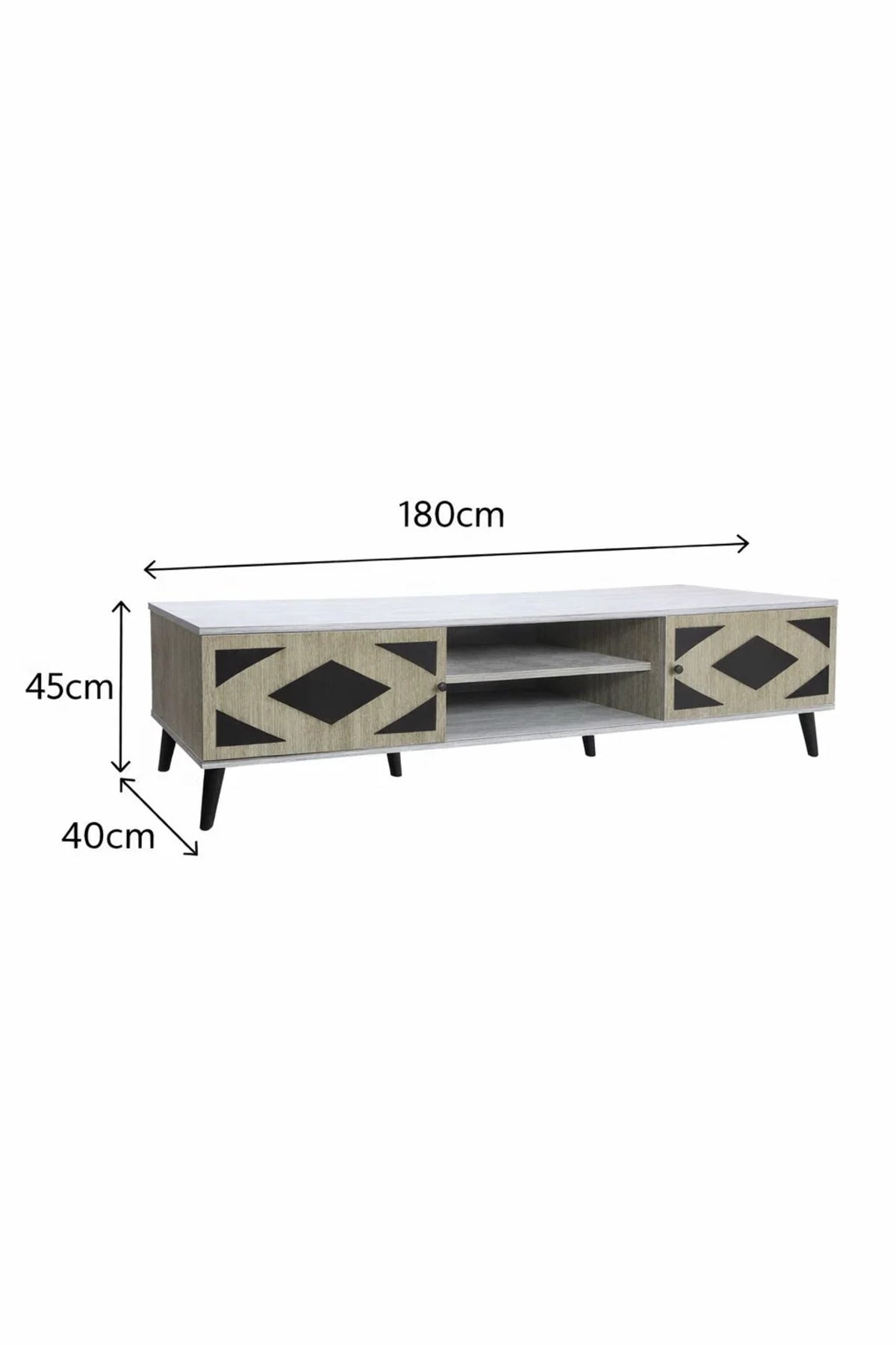 Stylish Beige TV Unit 180cm Modern Media Console with Geometric Storage for Large Living Rooms