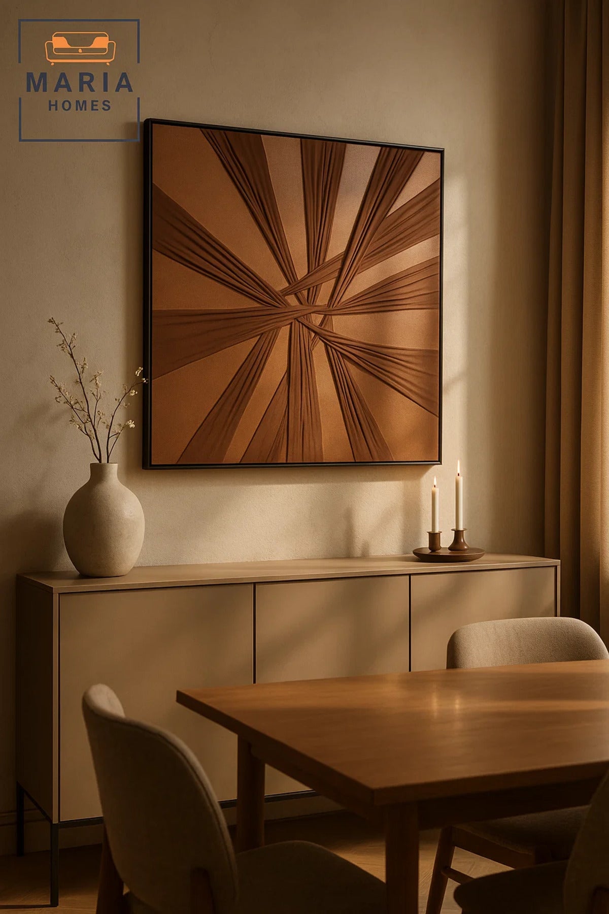 Brown Textured Abstract Wall Art – Modern Minimalist Decor for Living Room, Bedroom & Office 80*80cm