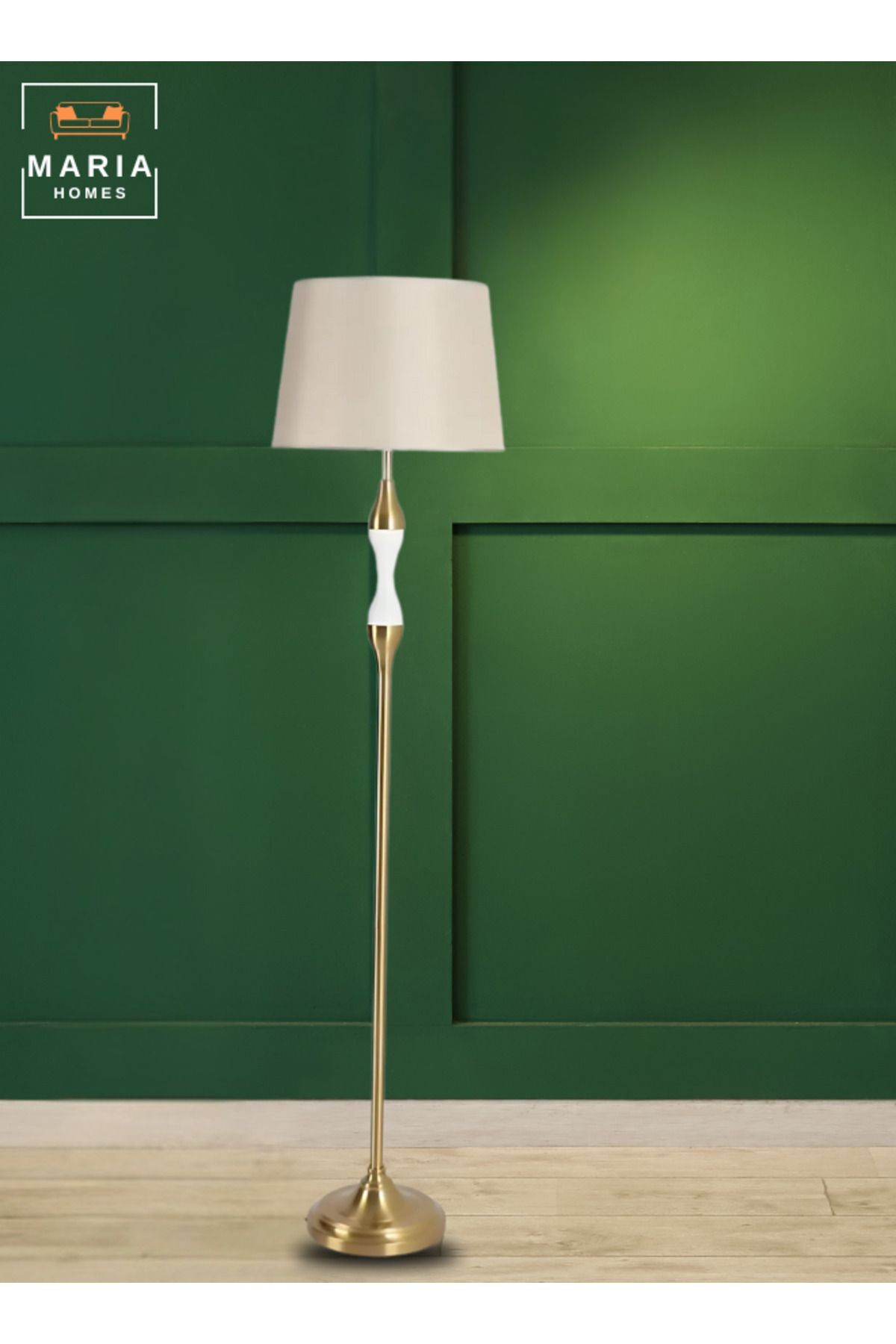 Luxurious 160 cm Gold and white Floor Lamp | Modern Lamp for Living Room & Bedroom Decor