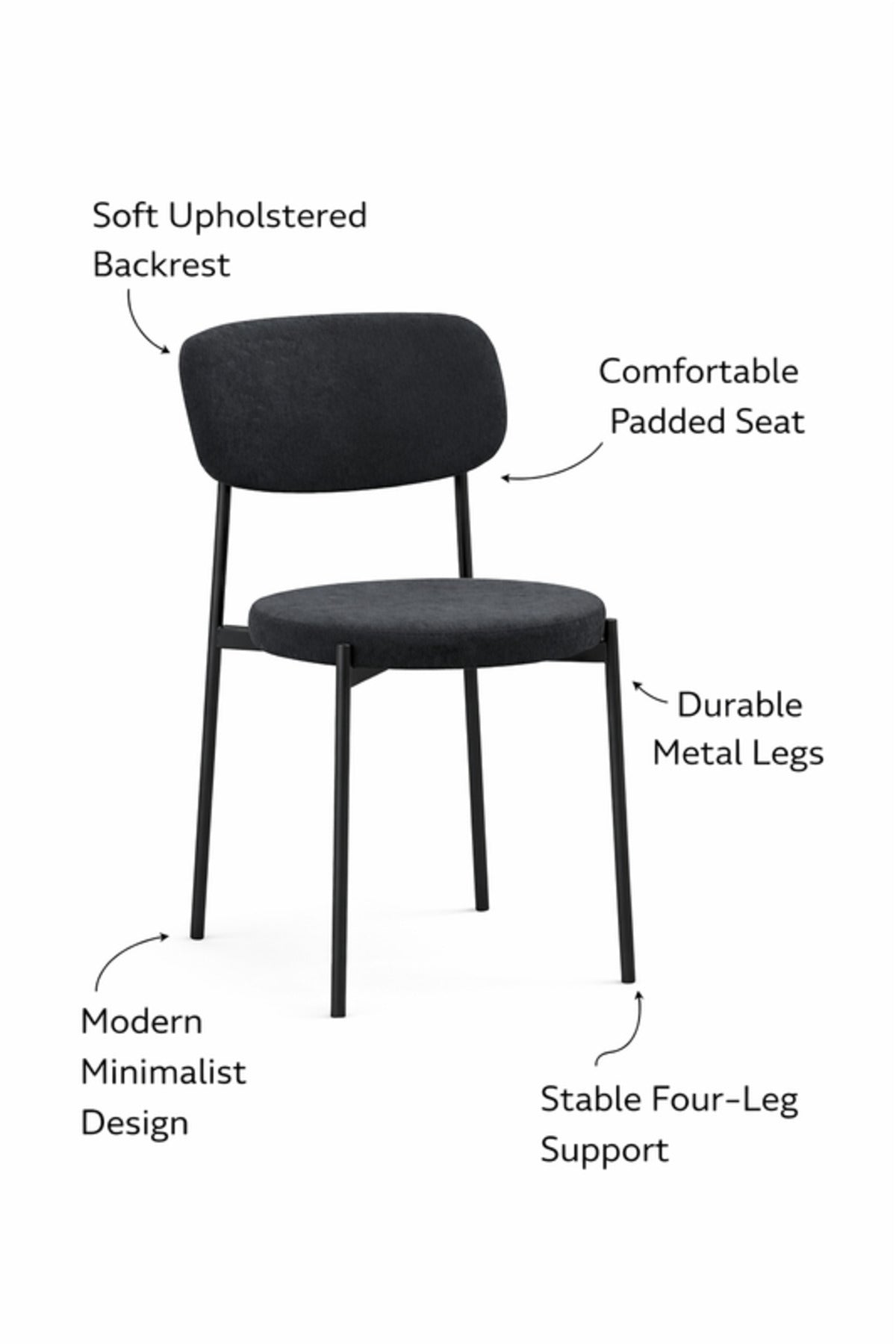 Grey Fabric Dining Chair 80x46x49cm Modern grey fabric dining Kitchen