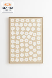 Large White & Beige Floral Pattern Wall Art Ð Framed Canvas 120_80 cm
