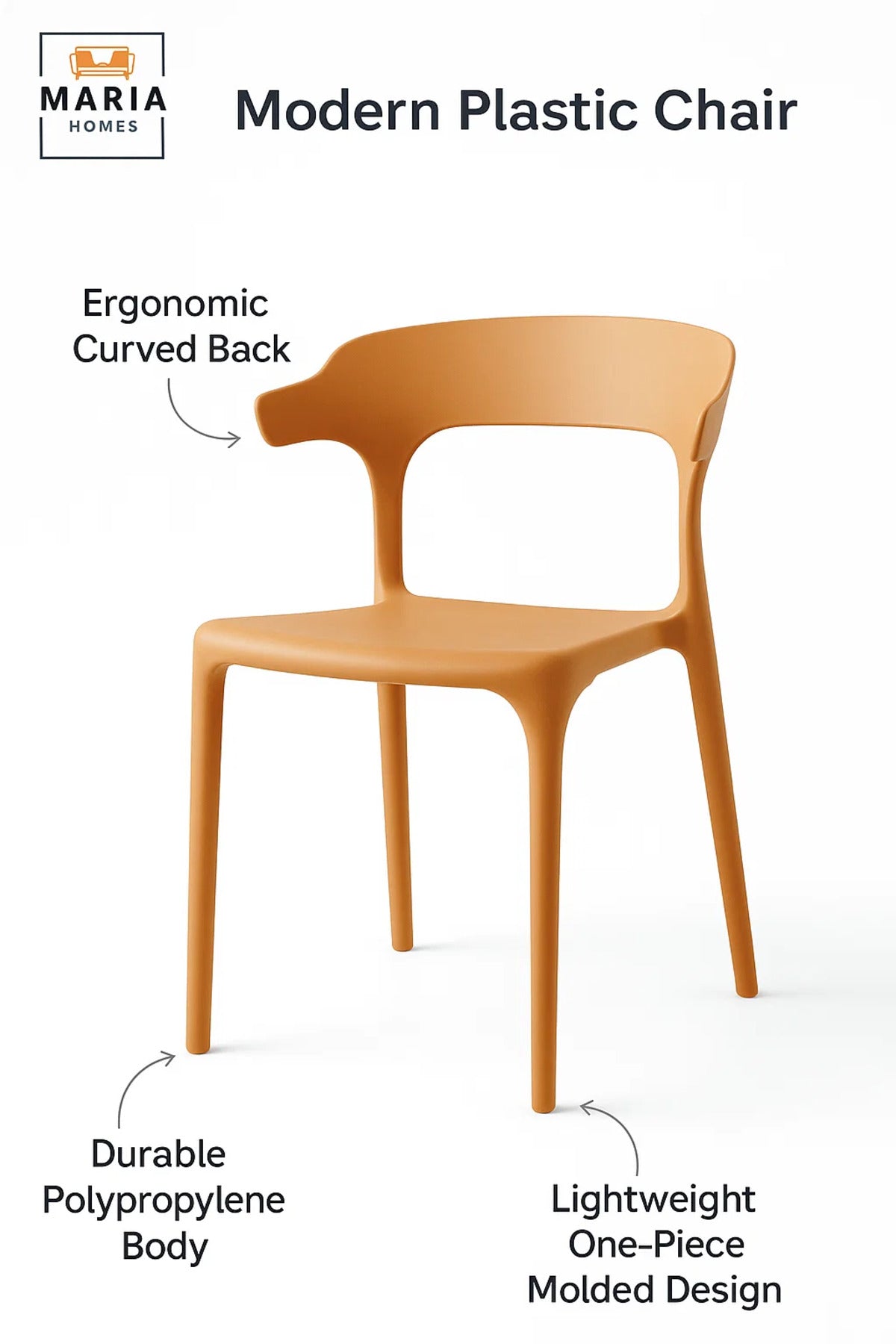 Camel Plastic Dining Chair √ê Modern Lightweight Armless Chair for Indoor and Outdoor Seating