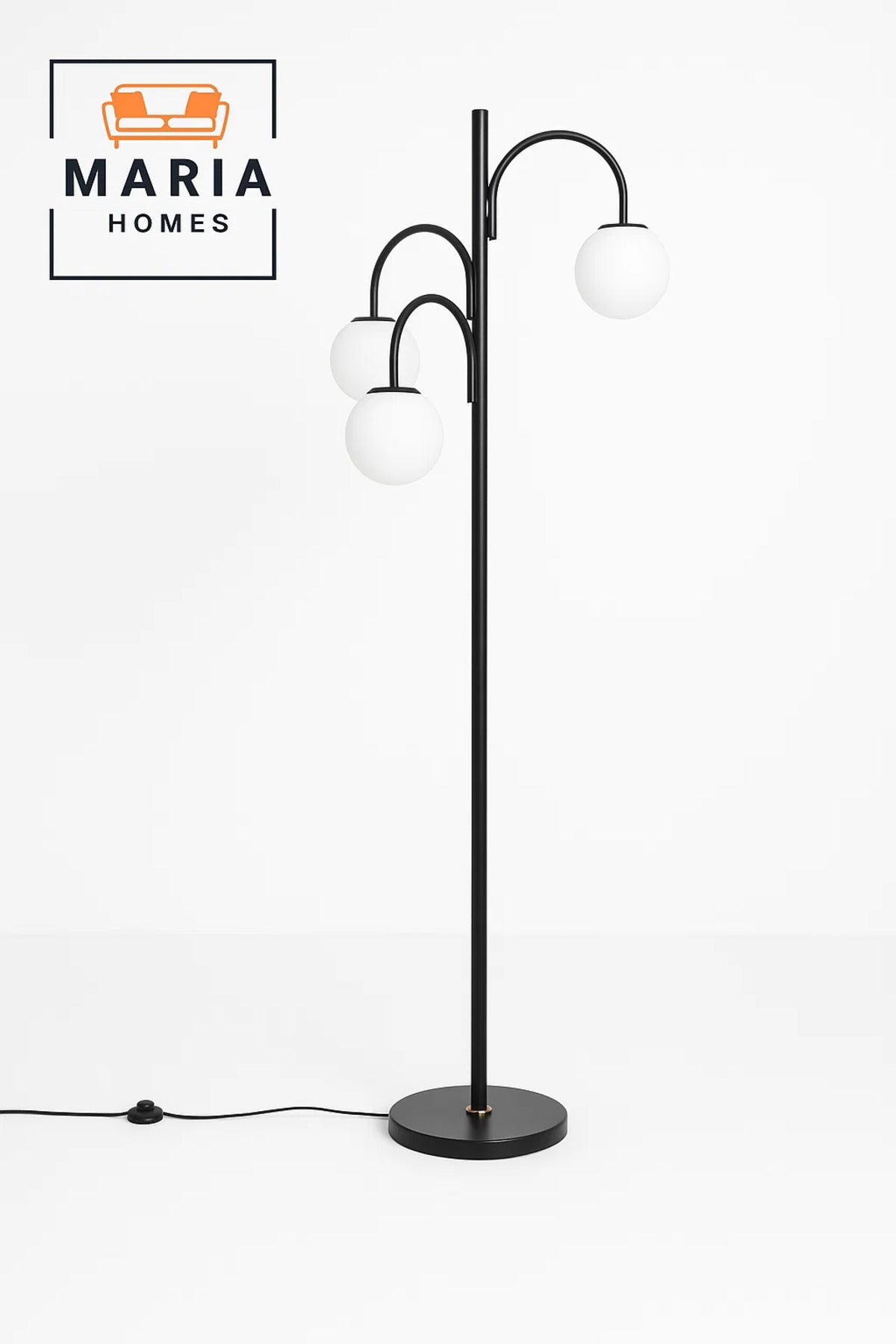 BLACK Modern Triple Globe Floor Lamp