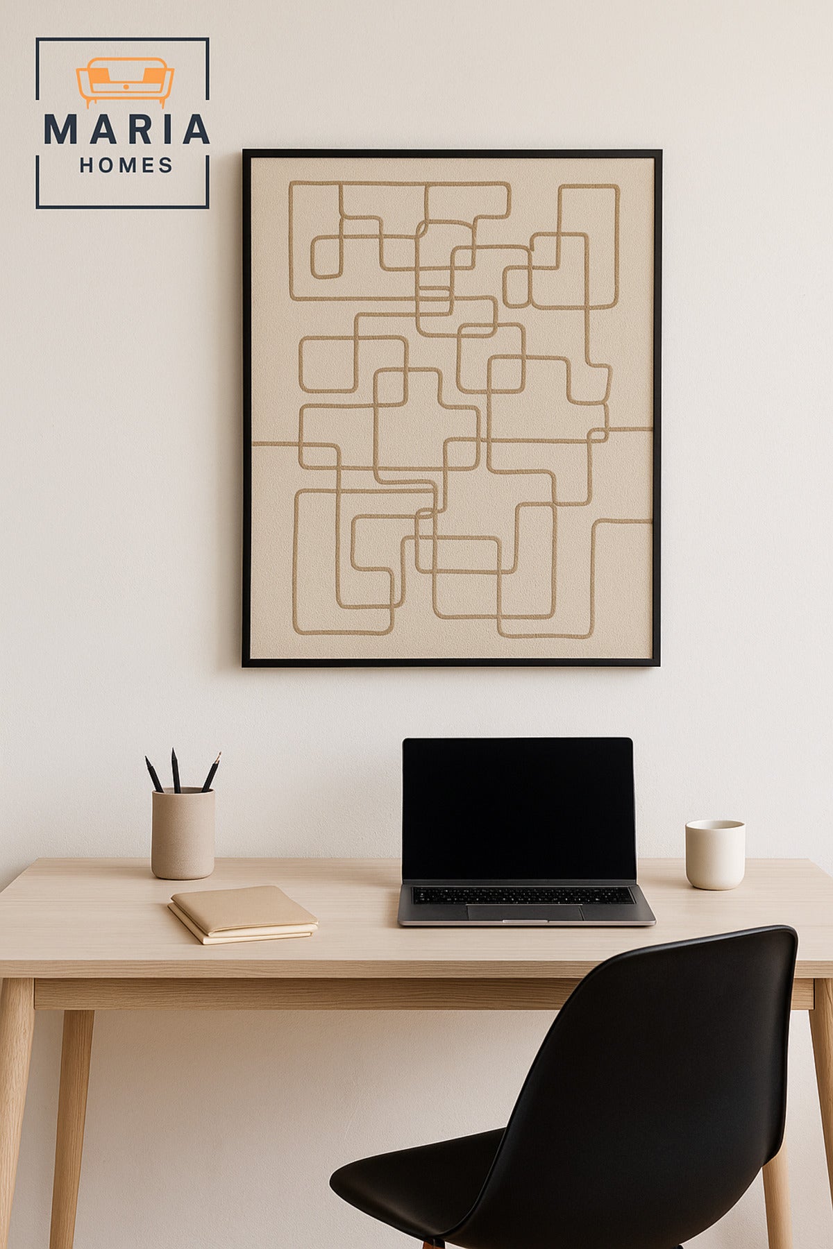 Large Minimalist White & Beige Geometric Line Wall Art Ð Framed Canvas 120_80 cm
