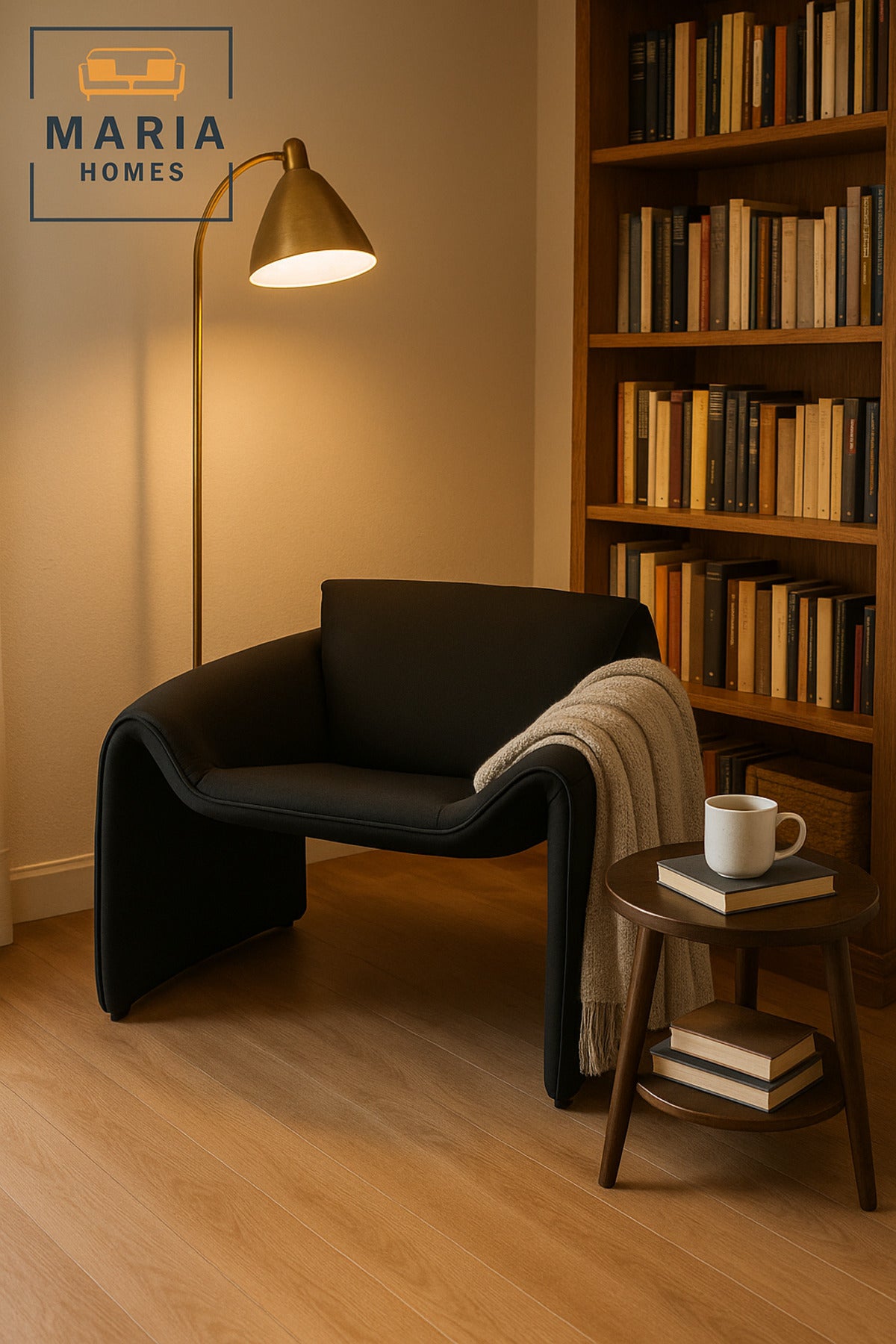 Black Modern Lounge Chair Ð Minimalist Contemporary Accent Seat for Living Room or Office
