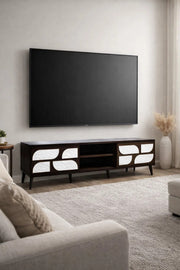 Brown TV Unit 160_40_45 cm √ê Modern Entertainment Center with Decorative Doors