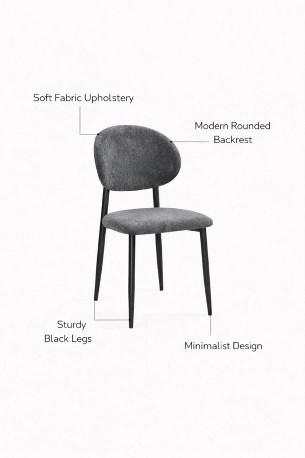 Modern Dark Grey Upholstered Dining Chair with Metal Legs modern dark grey Kitchen